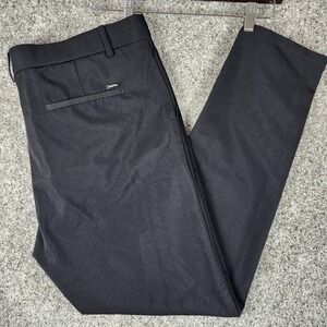 Plaid&Plain Dress Pants Mens 40x32 Skinny Fit Stretch Flat Front Black Excellent